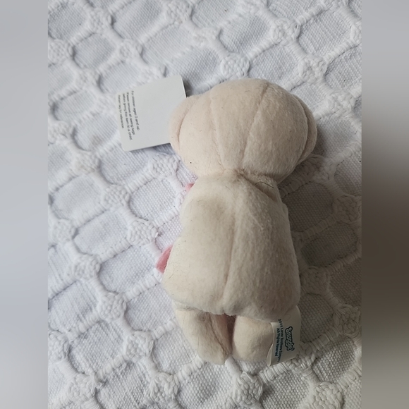 Vintage 2000 Snuggle Teeny Bean Bear Plush 5" w/ tag & Pink blanket - Picture 2 of 5